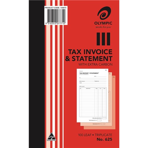 Olympic 625 Carbon Book Triplicate 200x125mm Invoice Statement 100 Leaf